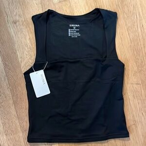 Black going out tank top square neck double lined